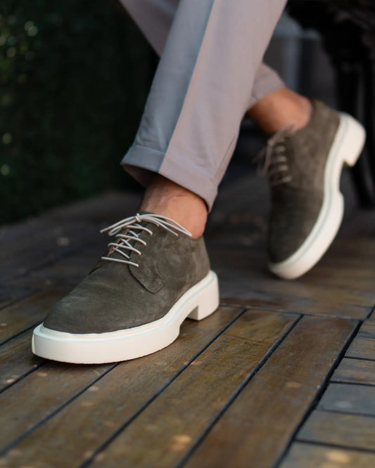 Derby Daim Kaki Moderne 100% cuir