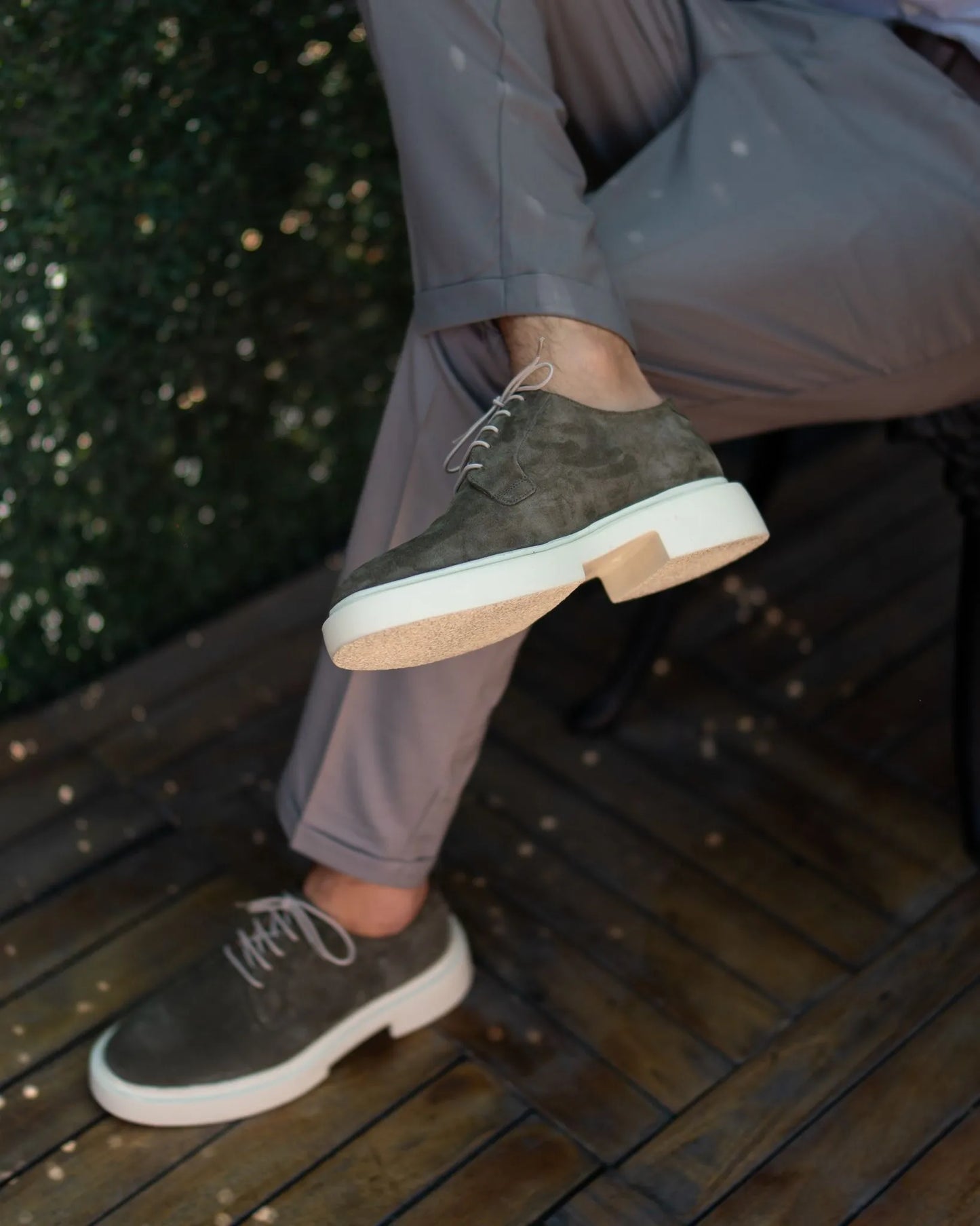 Derby Daim Kaki Moderne 100% cuir