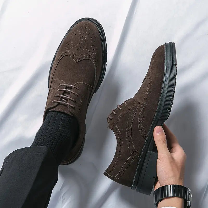 Oxford Brogue Daim Marron 100% cuir