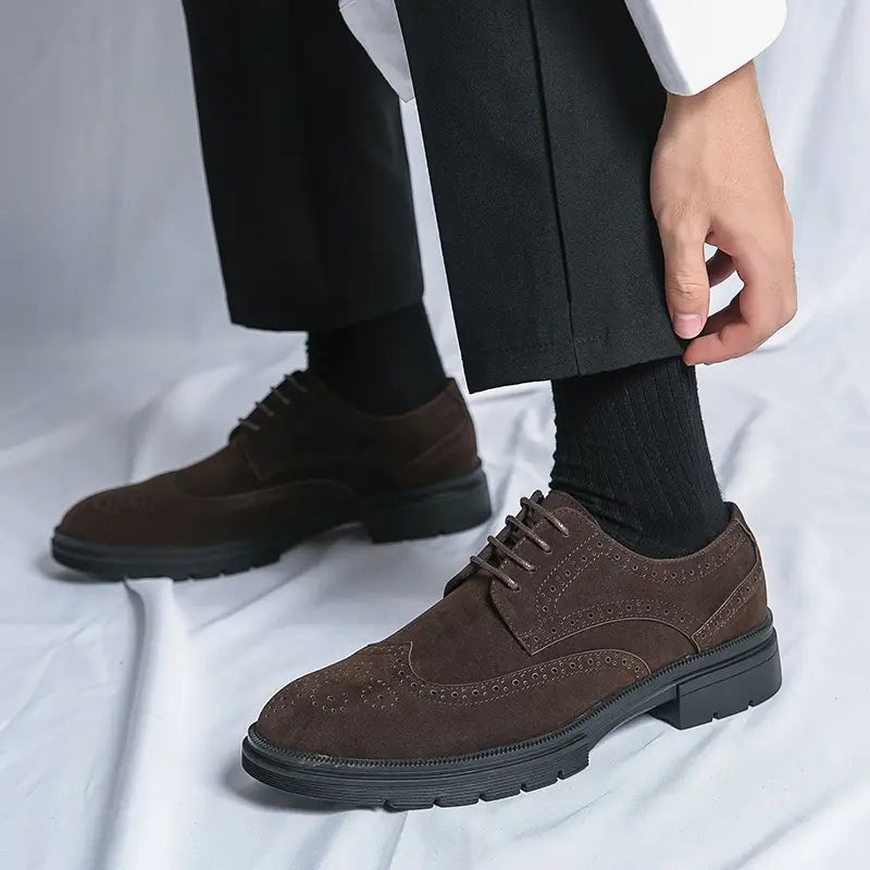 Oxford Brogue Daim Marron 100% cuir