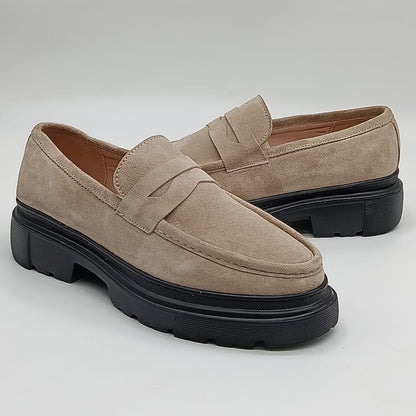 Nouveau Mocassin CALVANO Daim Beige 100% cuir