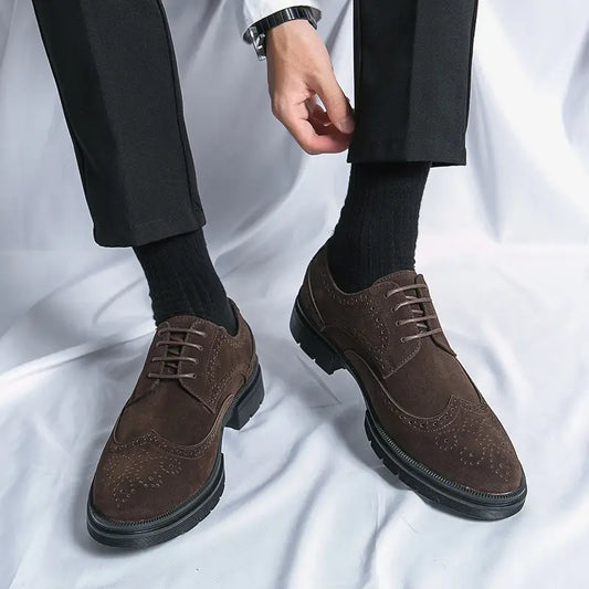 Oxford Brogue Daim Marron 100% cuir